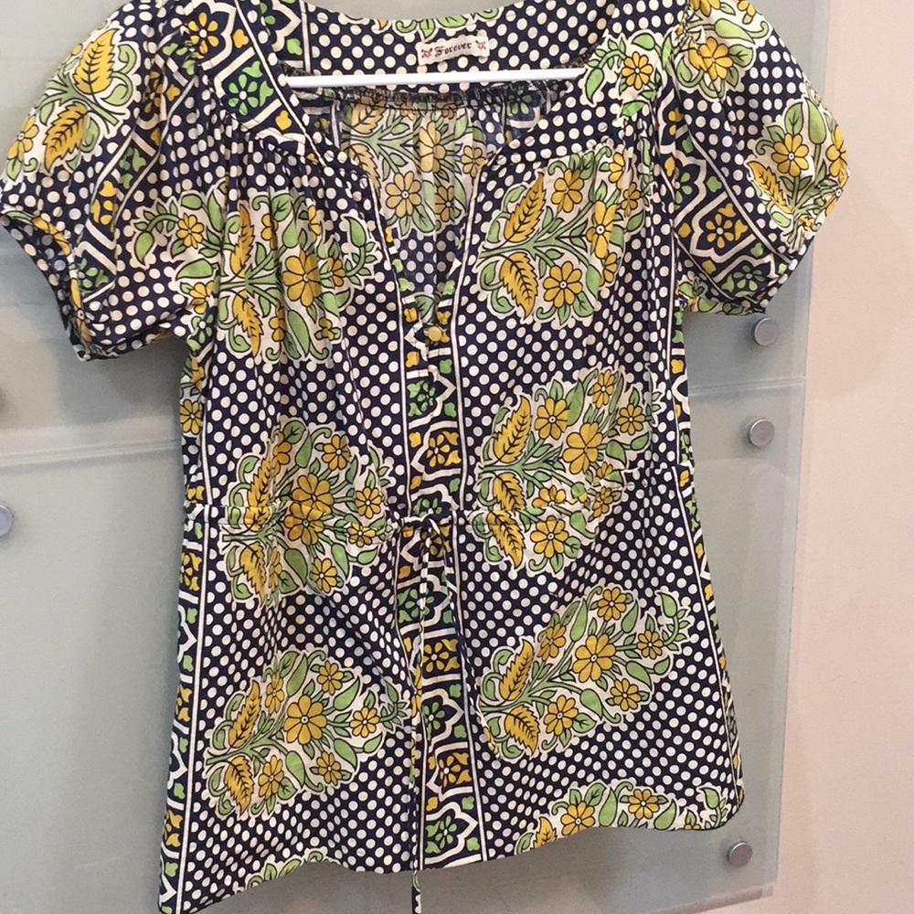 Retro print blouse
